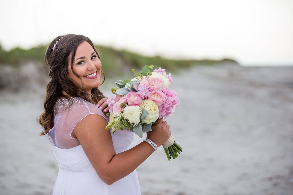 Wedding photo session in soft colours on Folly Beach