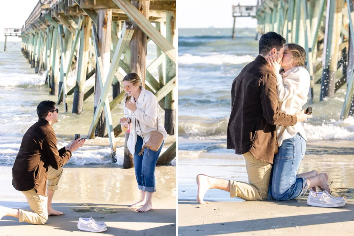Isle of Palms Proposal Photography by the Wooden Pier