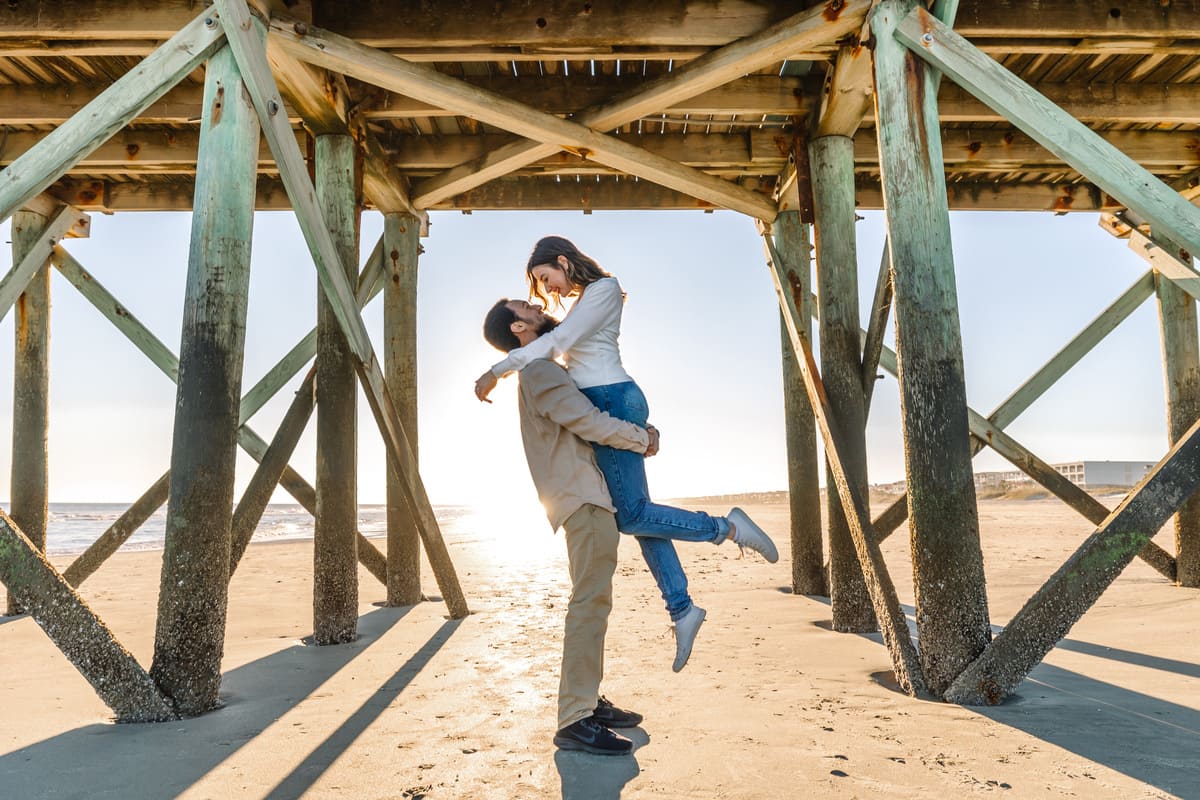 beach engagement photo isle of palms