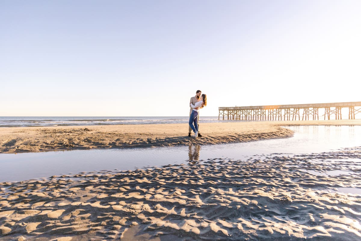 couple engagement beach isle of palms charleston