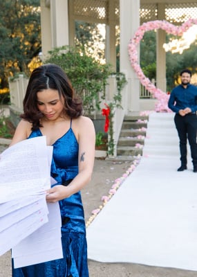nicole reading letters near hampton park gazebo