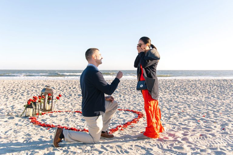 A Beautiful Beach Proposal with Red Roses and Candlelight: Zac & Steffanie’s Perfect Moment in Charleston SC