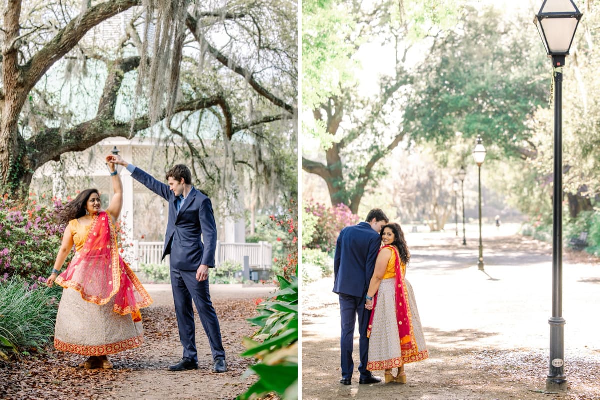 charleston engagement photography indian traditional dress