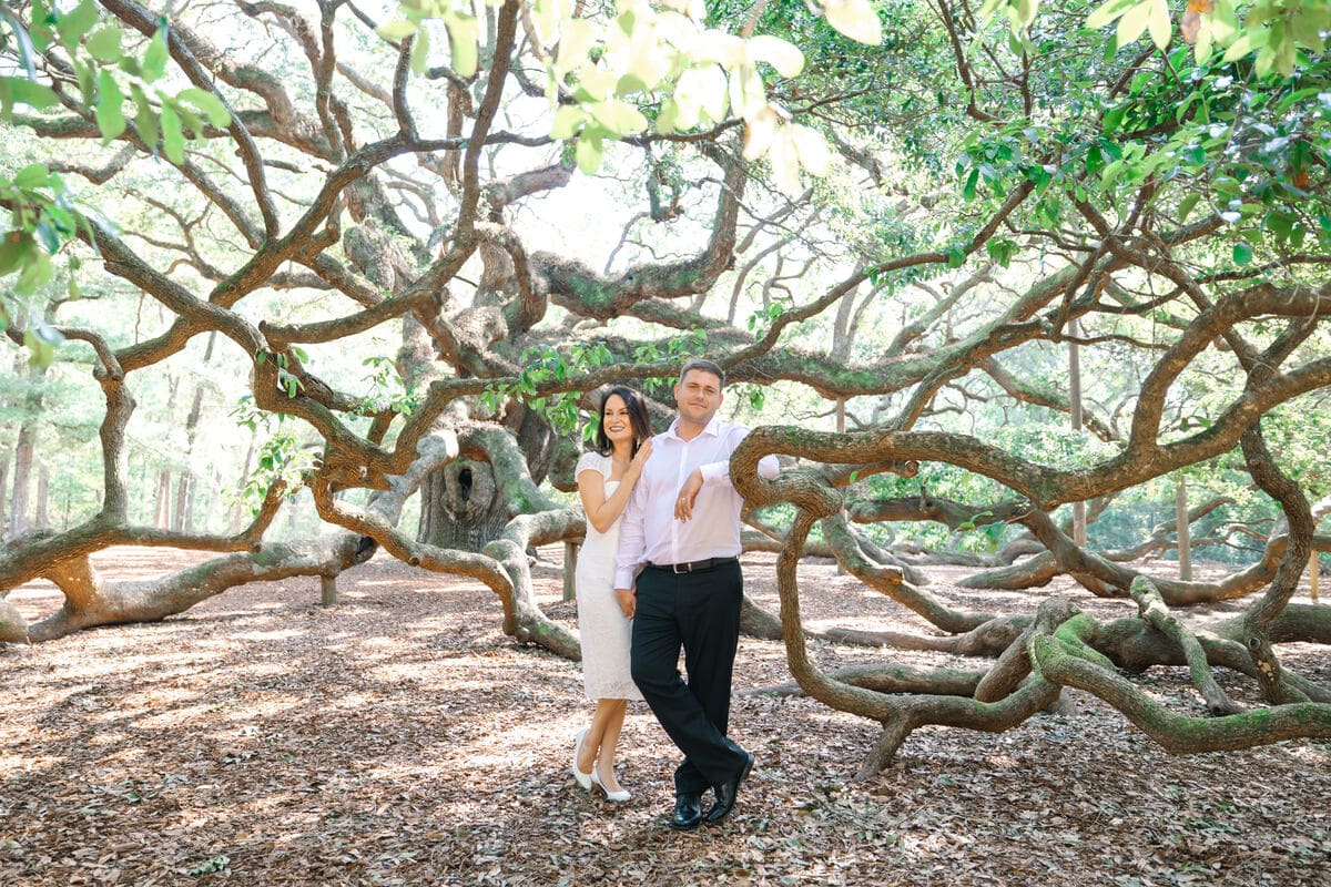 charleston engagement photographers angel oak