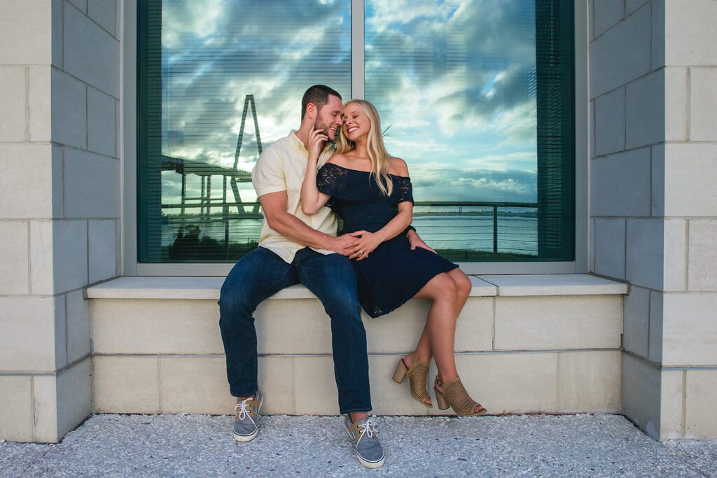 charleston engagement photographers at arthur ravenel jr bridge