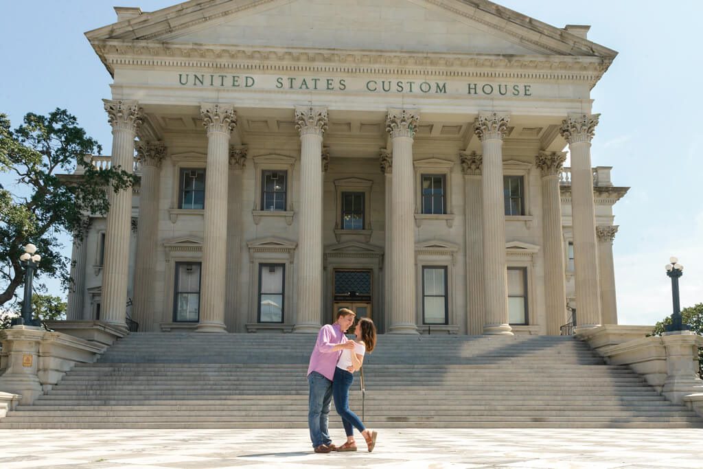 charleston engagement photographers at custom house