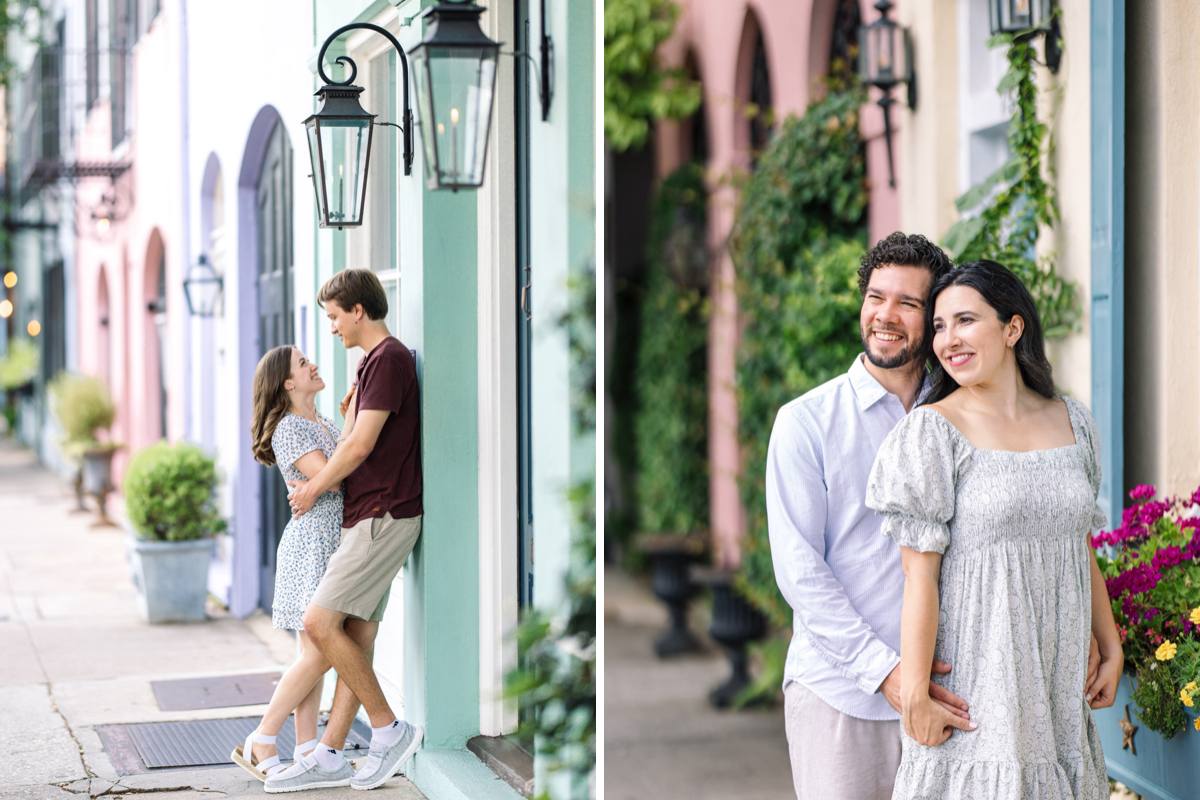 charleston engagement photographers rainbow row