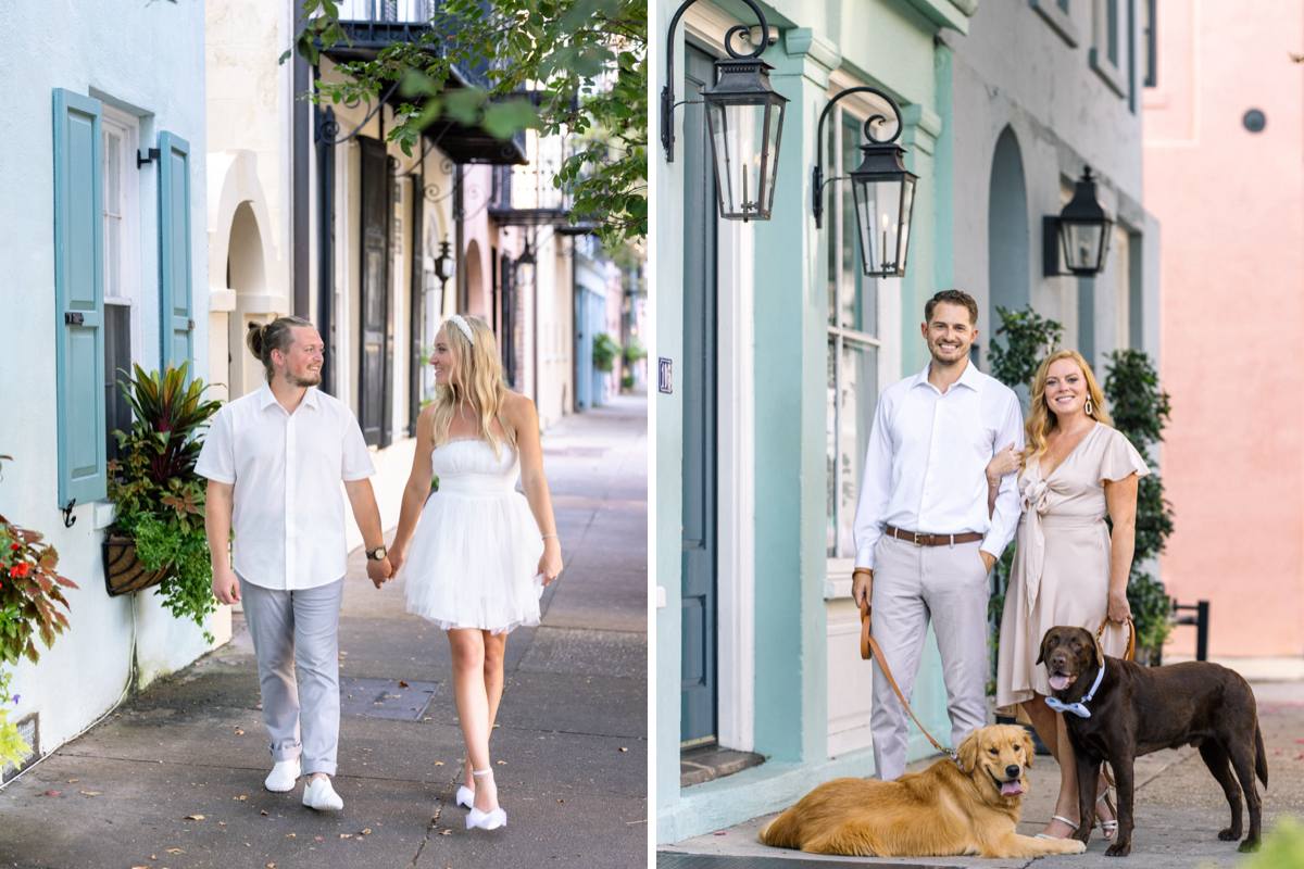 charleston engagement photographers rainbow row