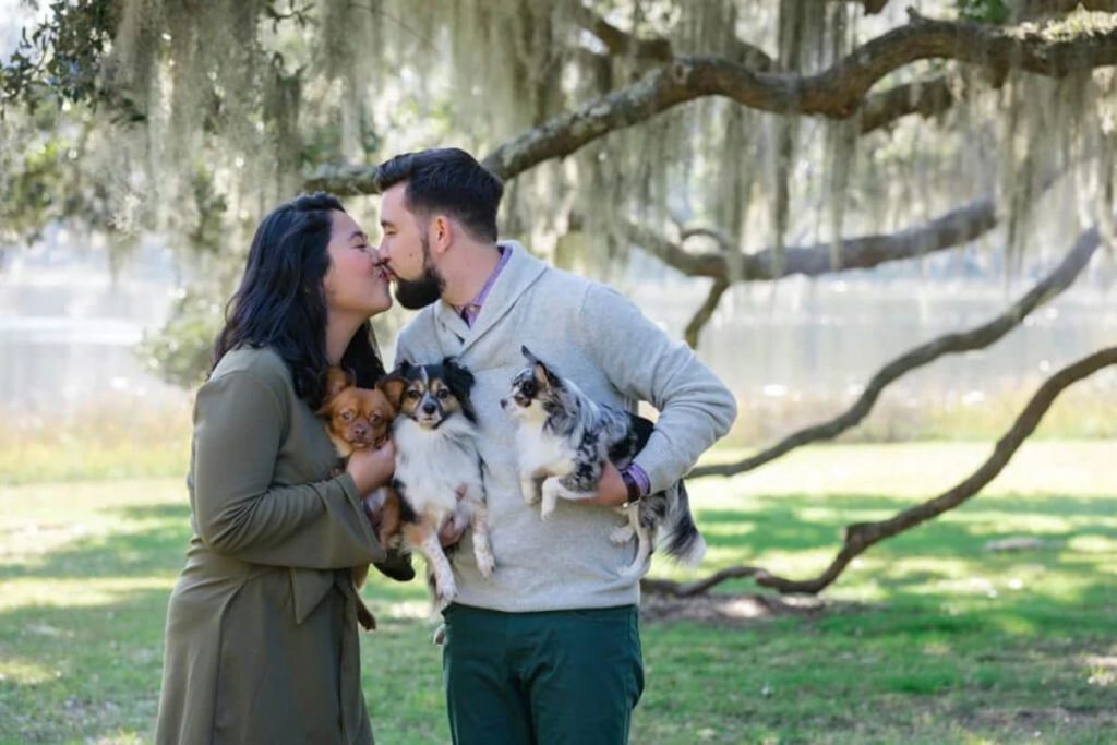 Merdi and Jo’s Kiawah Island Engagement Session: A Love Story with Their Adorable Dogs