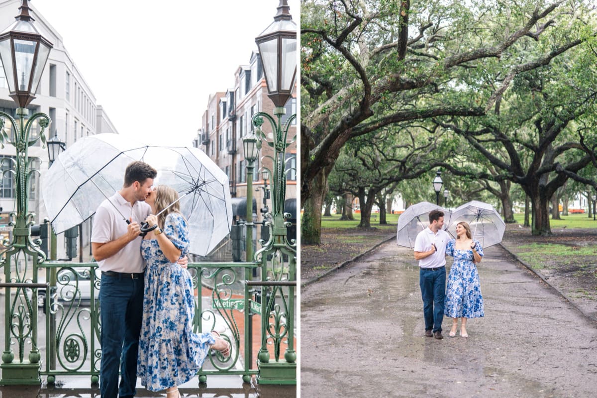 charleston photography rain or shine walking couple