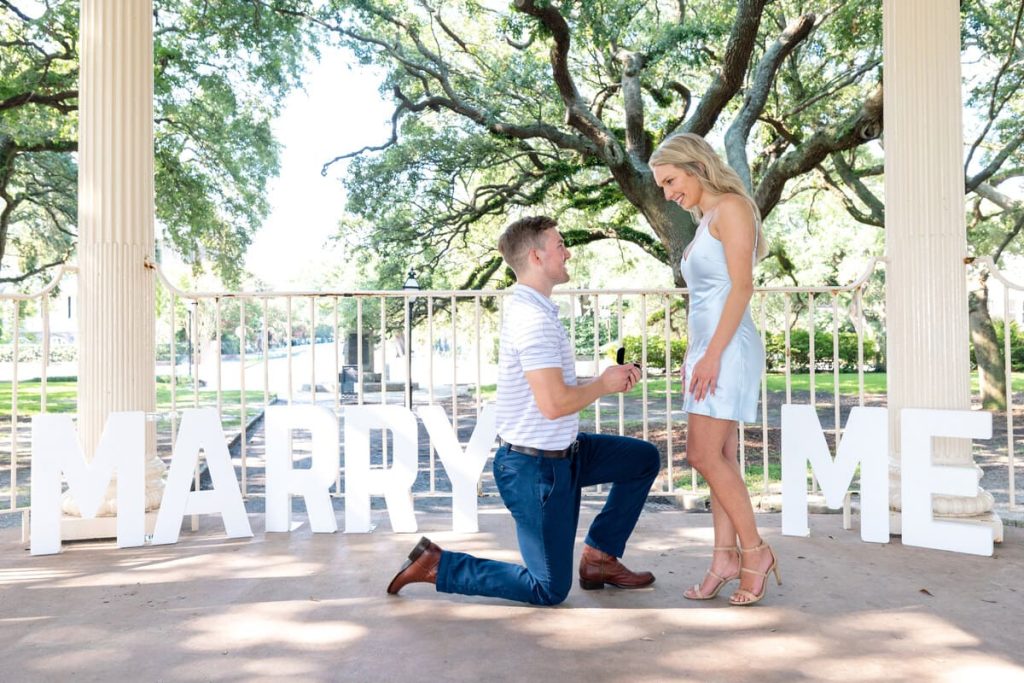 A Romantic Surprise Proposal at White Point Garden – Devin & Kennedy