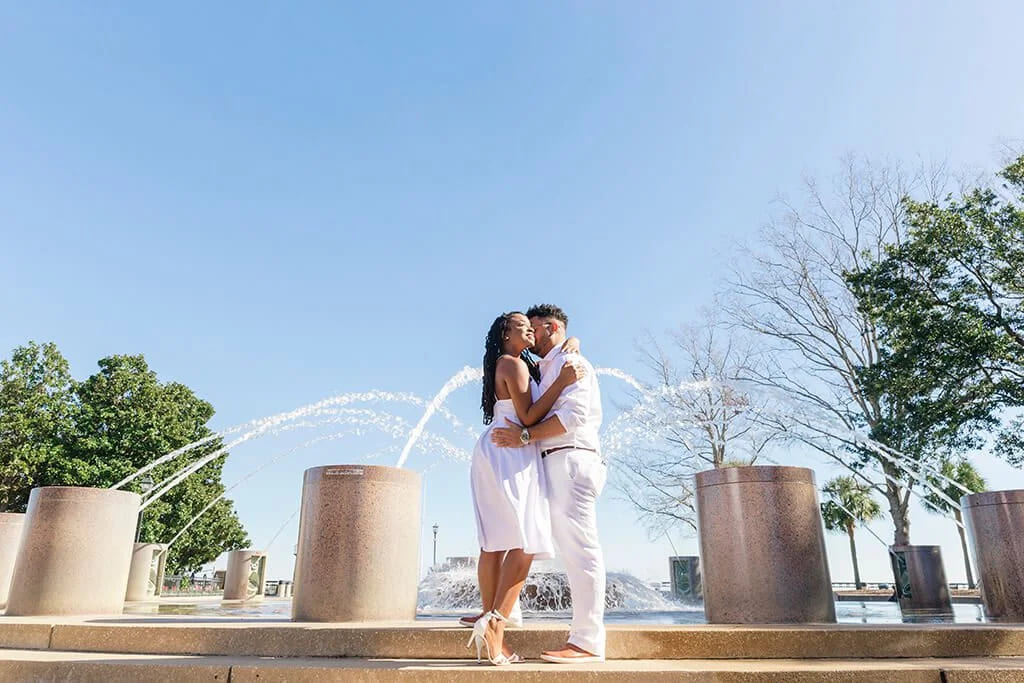 romantic engagement session waterfront park charleston