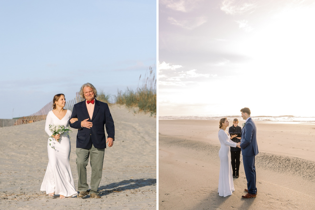 bride walking beach isle of palms