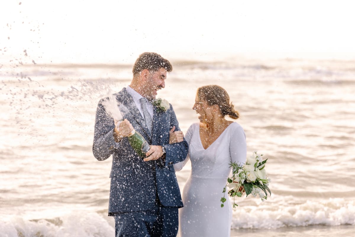 dog with flower collar isle of palms elopement