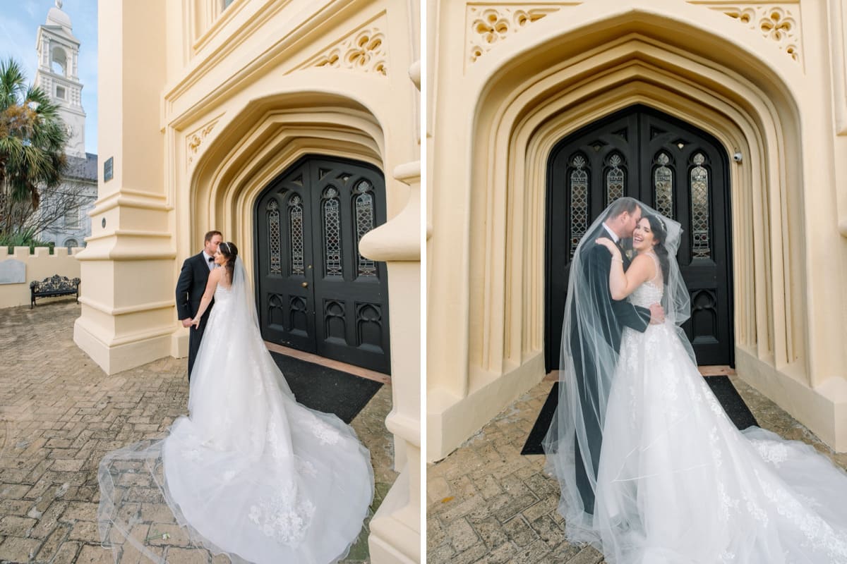 bride veiled portrait francis marion hotel