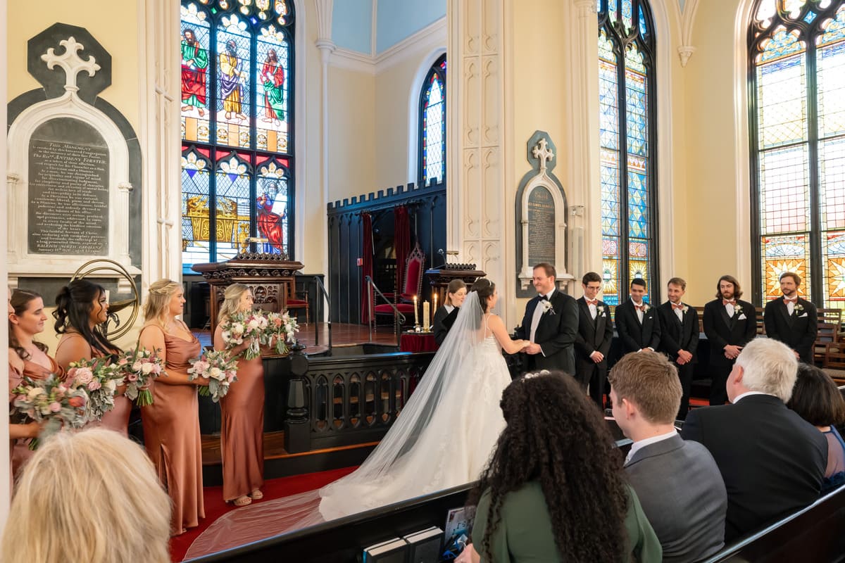 couple exchanging vows charleston