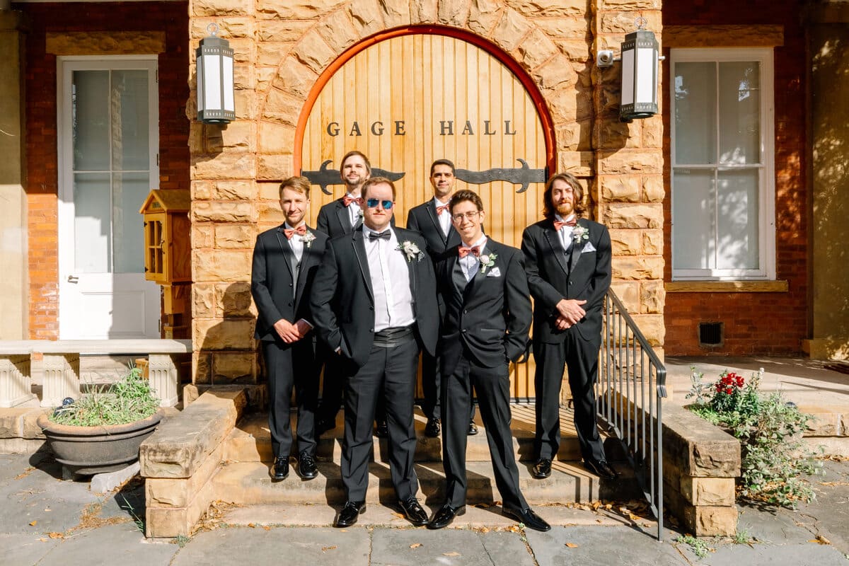 groomsmen laughing francis marion hotel