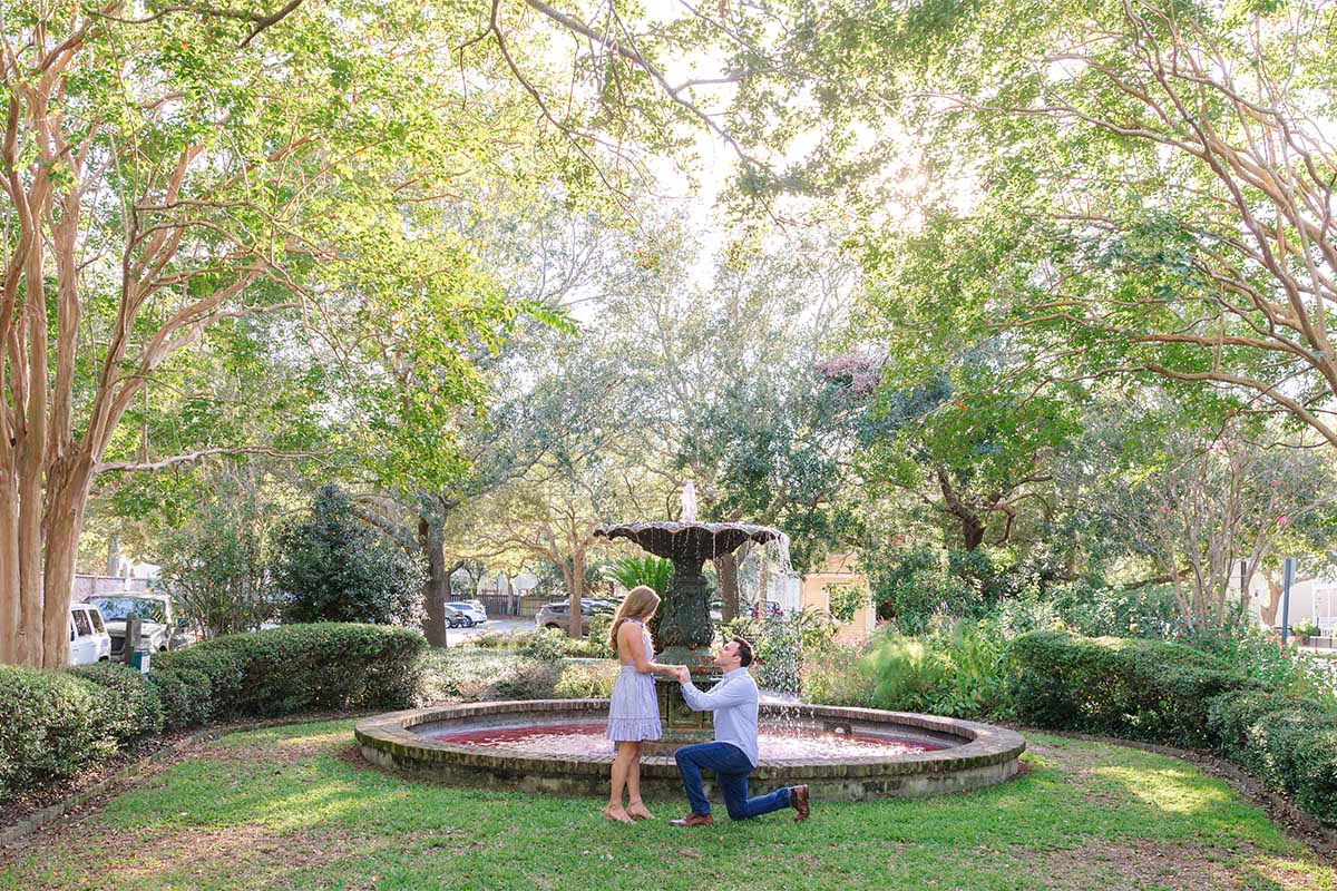 Charleston secret proposal at Chapel Street Fountain