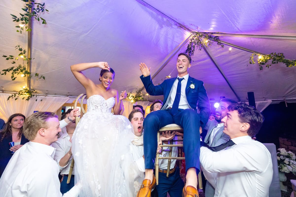 bride groom carriage house toast