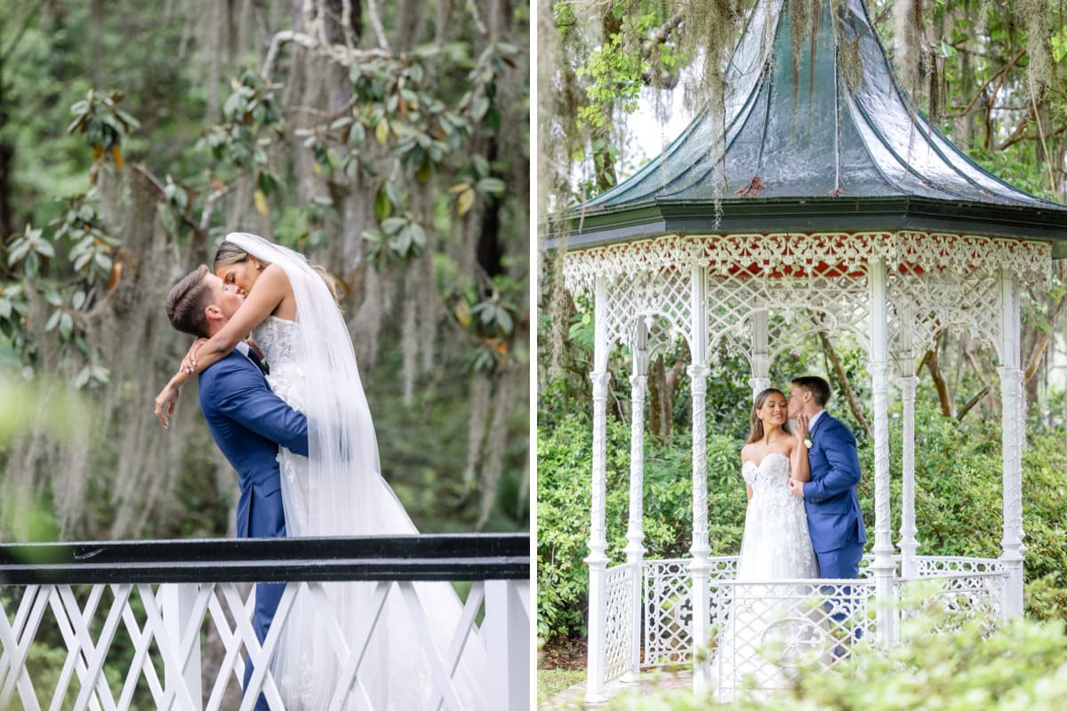 couple kissing under oak tree charleston