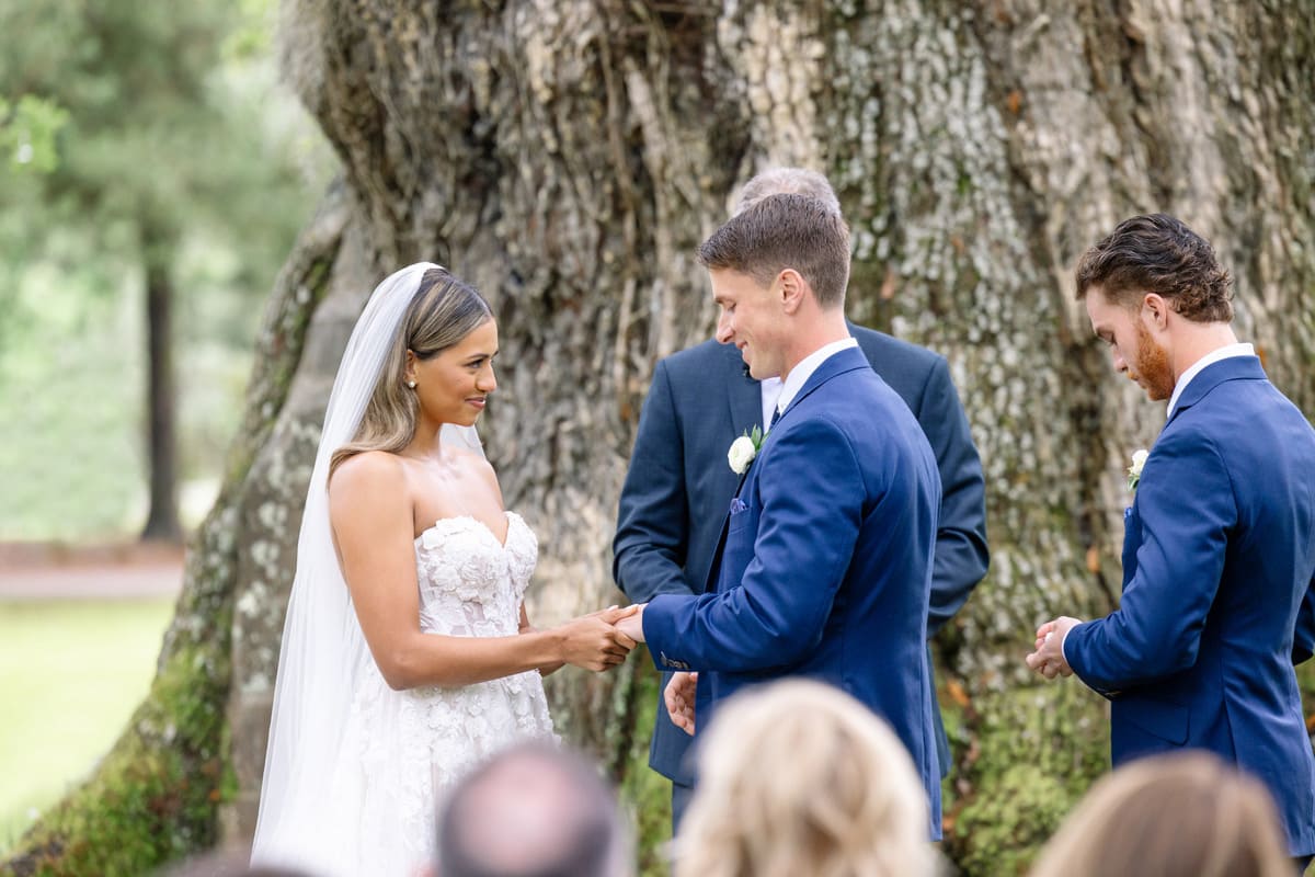 oak tree wedding ring exchange