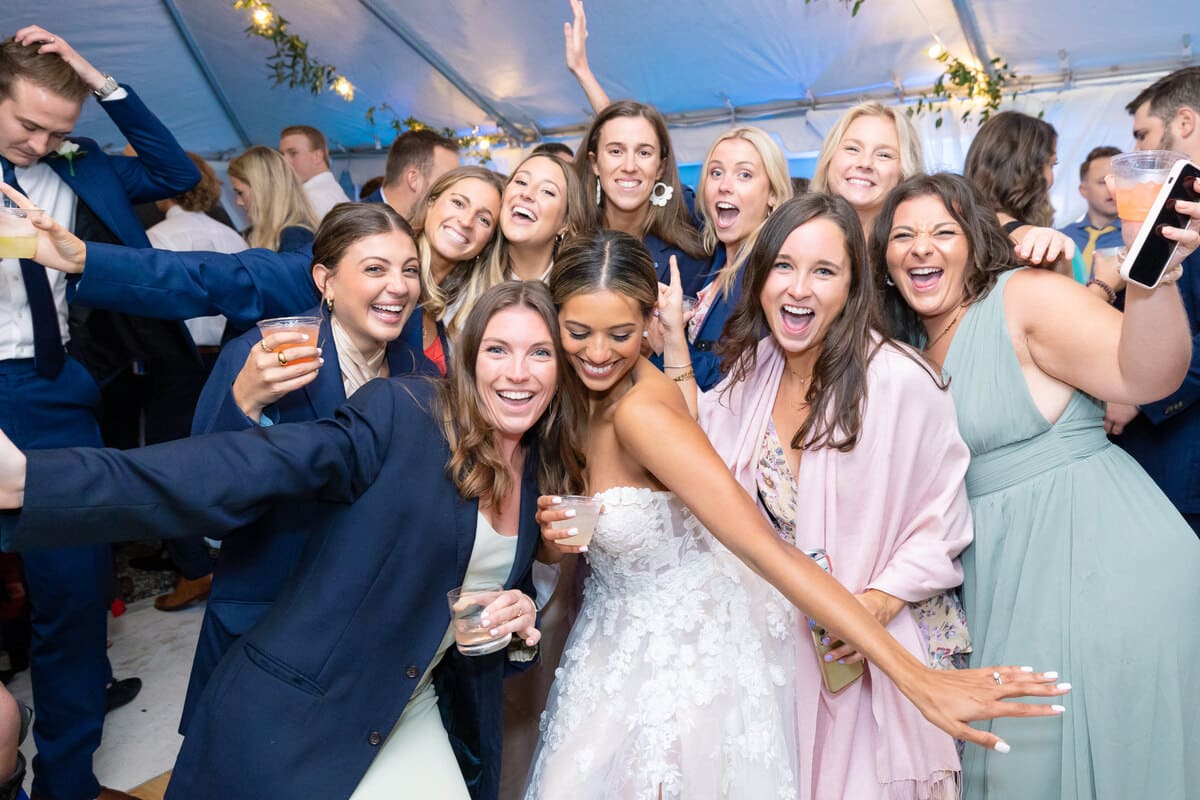 wedding guests cheering reception