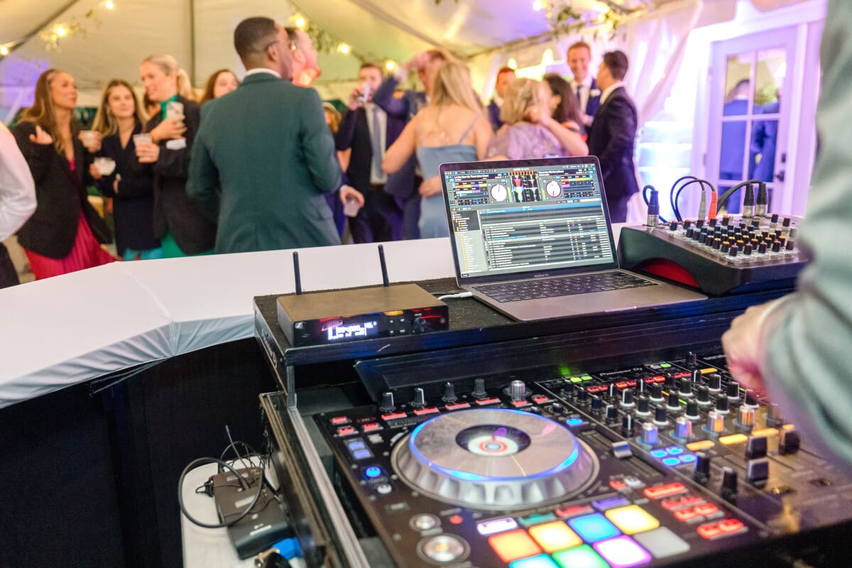 wedding guests dancing carriage house