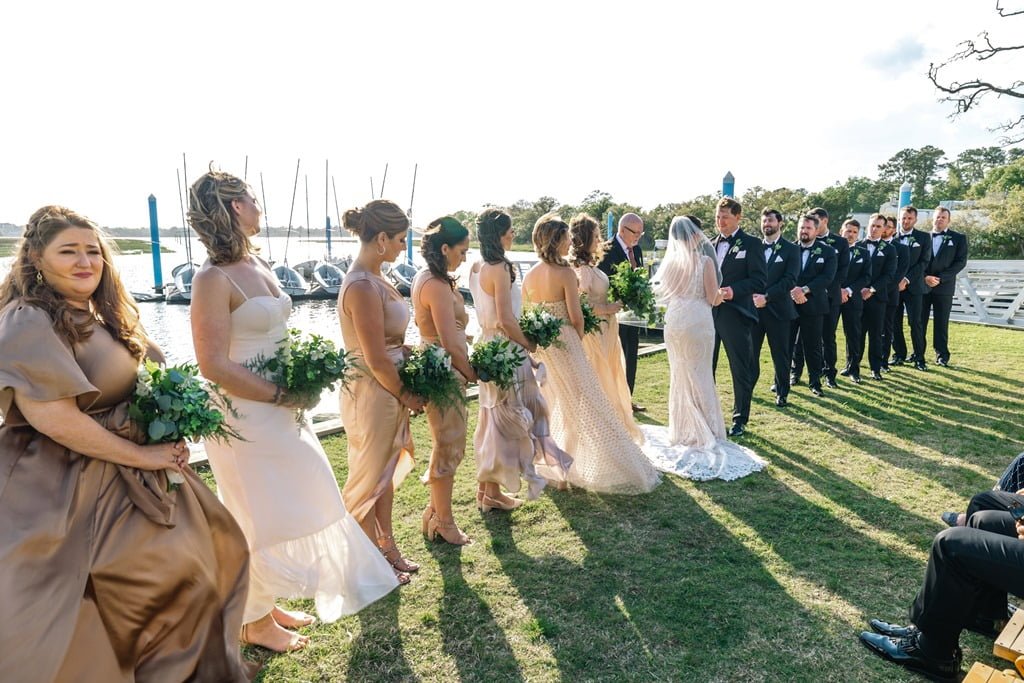 wedding ceremony at Swain Boating Center at The Citadel