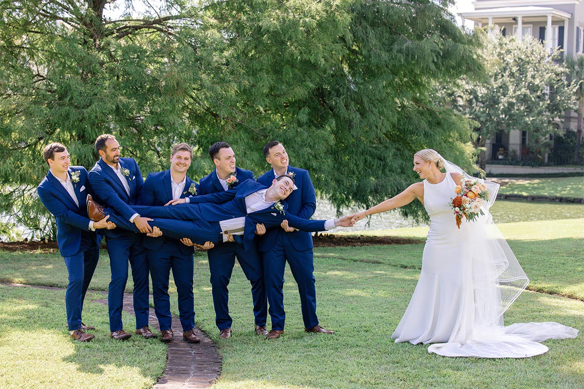 Charleston Wedding Photographer Bride with groomsmen
