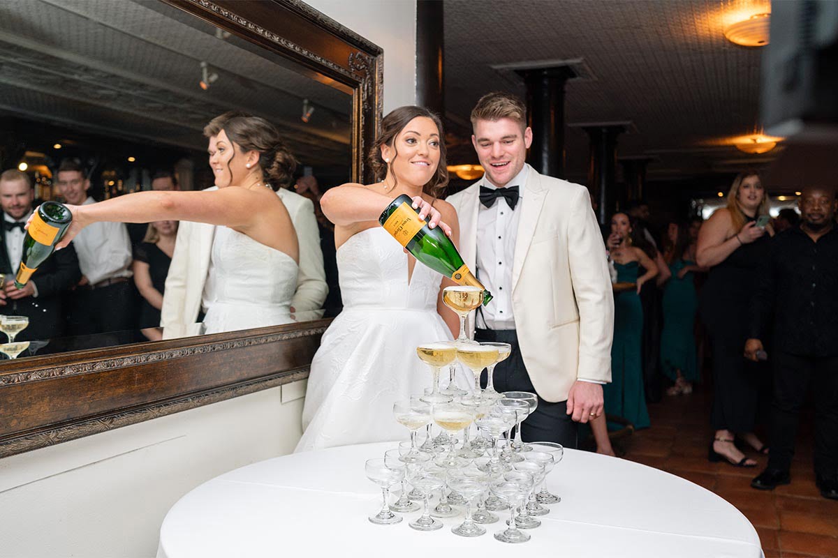 Charleston Wedding Photographer Champagne glass tower