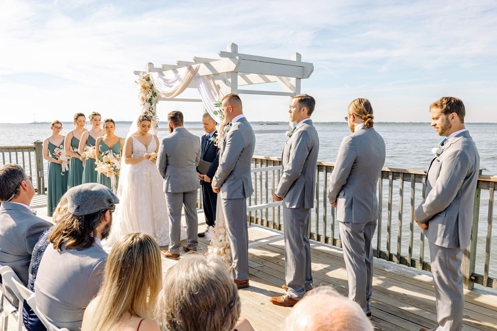 Charleston Harbor Resort and Marina wedding ceremony harbor view