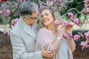 Charleston Elopement Photosession Tulip Magnolia Trees in Bloom by Best Charleston Photographers
