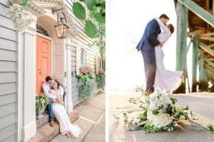 Charleston Historic Homes Elopement Photography Isle of Palms Pier Flowers by Charleston Photographer