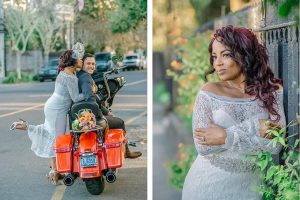 Meeting Street Elopement with Motorcycle Charleston Elopement Photography by Charleston Photoart