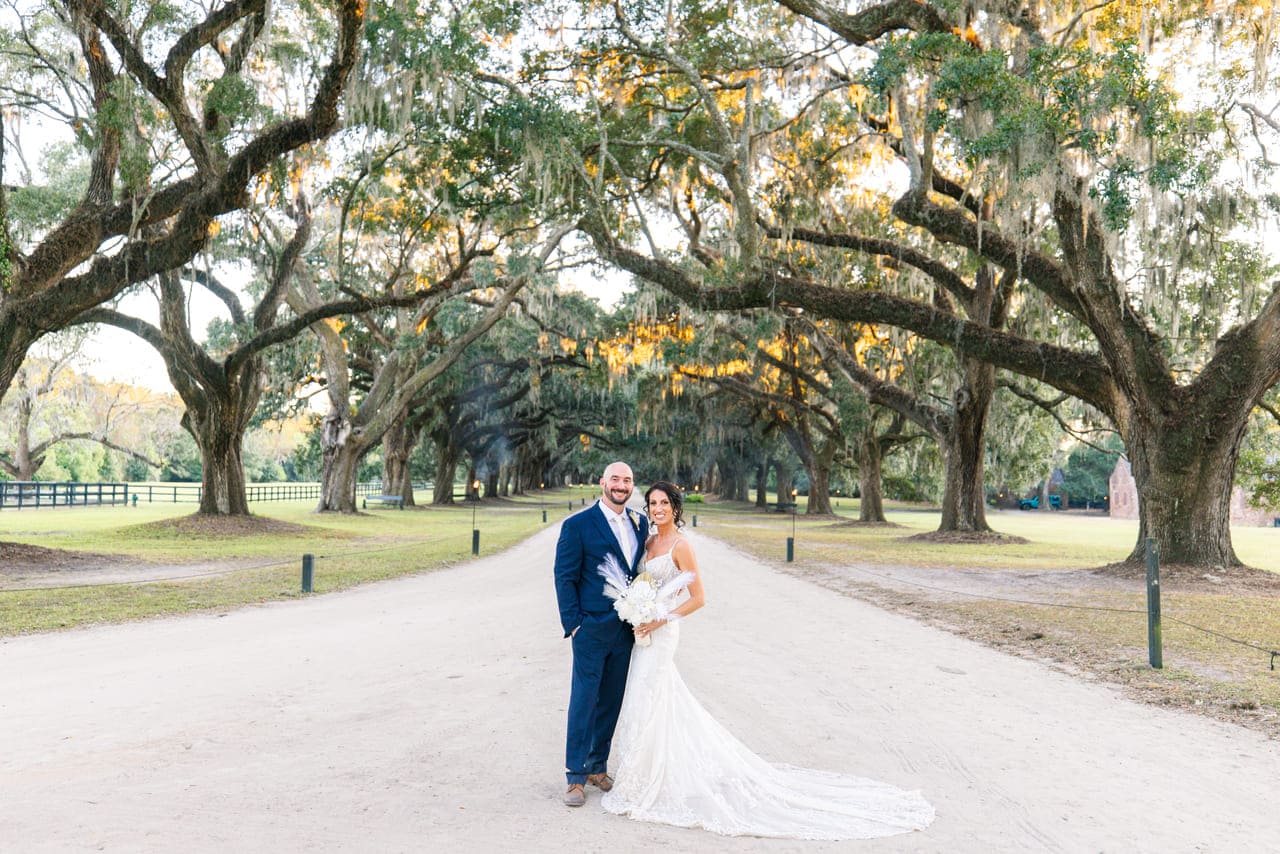 boone hall wedding portrait old oaks