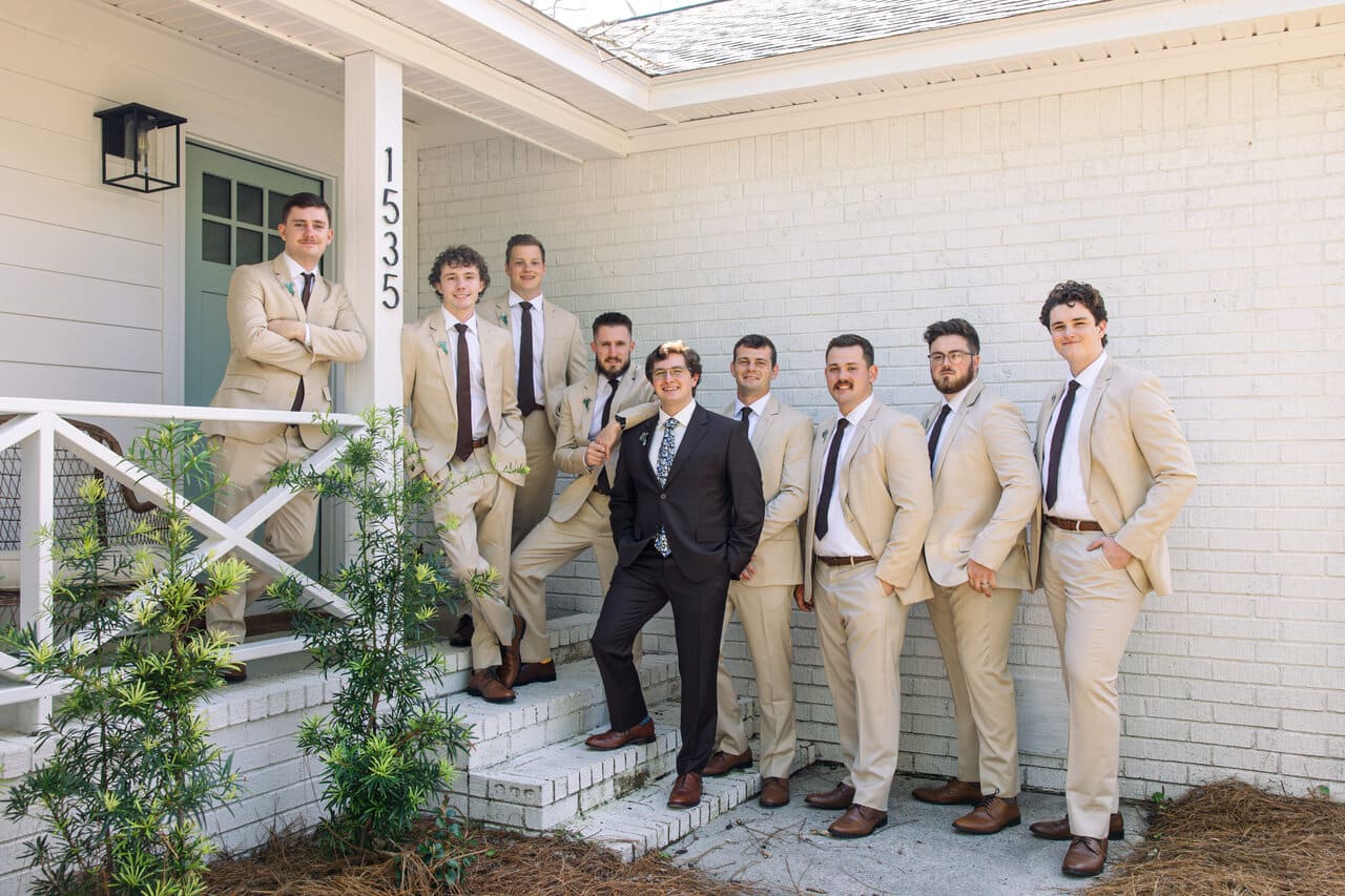 charleston sc wedding grooms party outdoor portrait