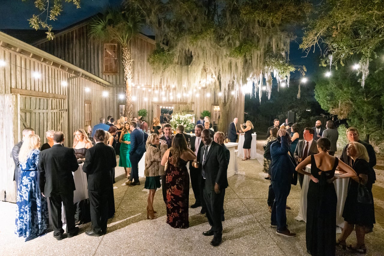 charleston sc wedding party night lighting