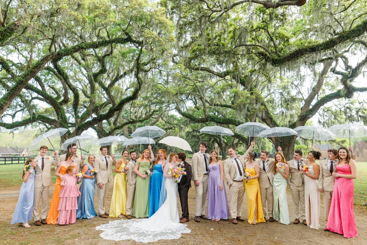 colorful rainy wedding photography charleston
