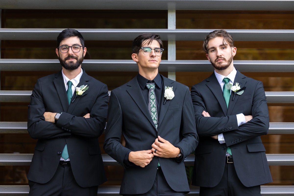 Founders hall wedding venue groom and groomsmen