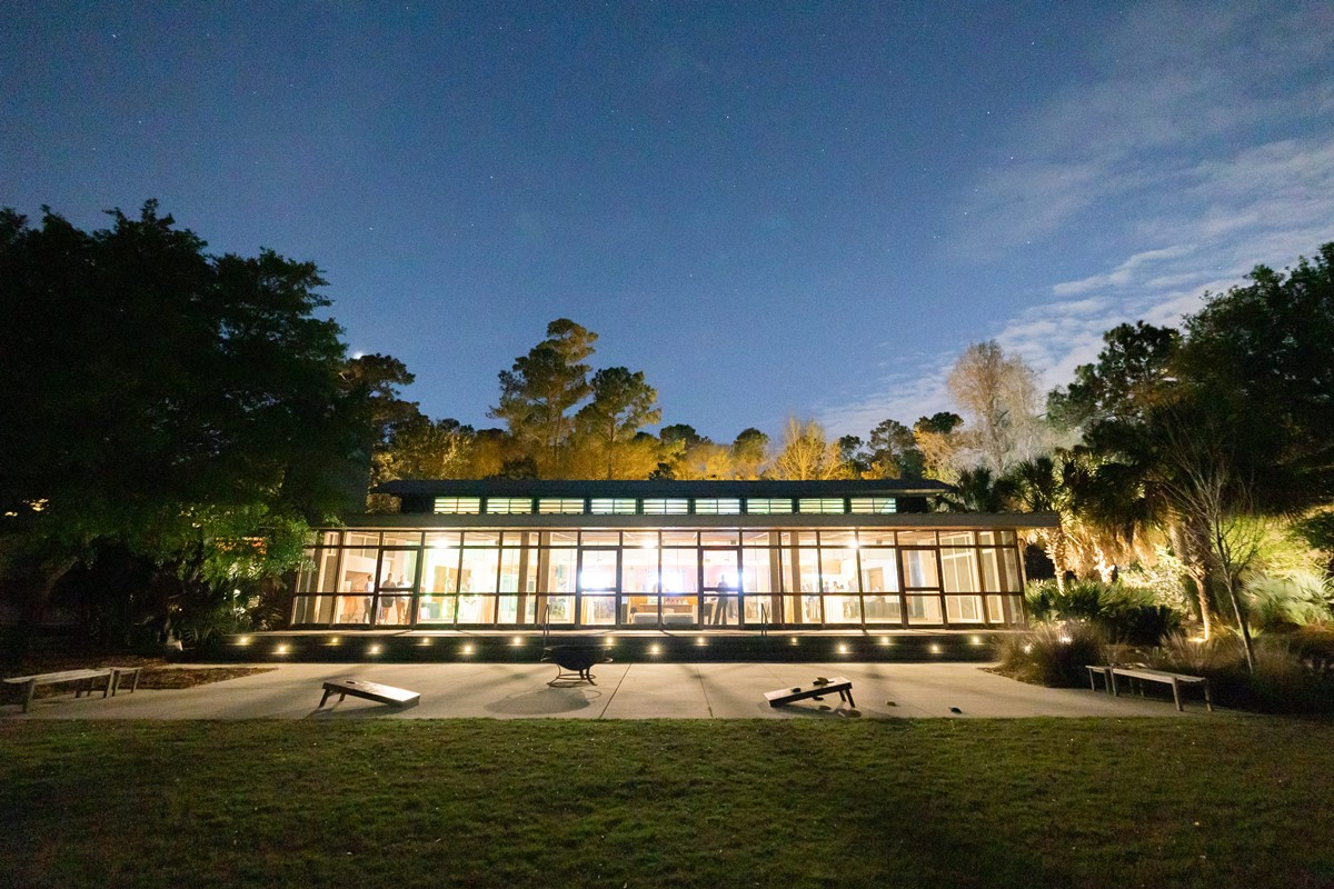 Founders hall wedding venue in the evening