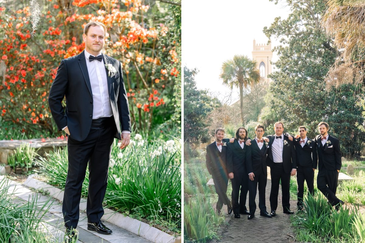 Francis Marion Hotel wedding venue groom and groomsmen