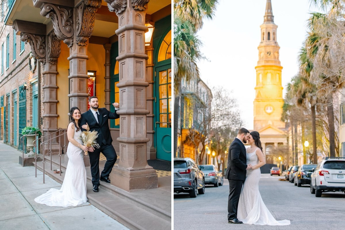 French Huguenot Church wedding venue portraits