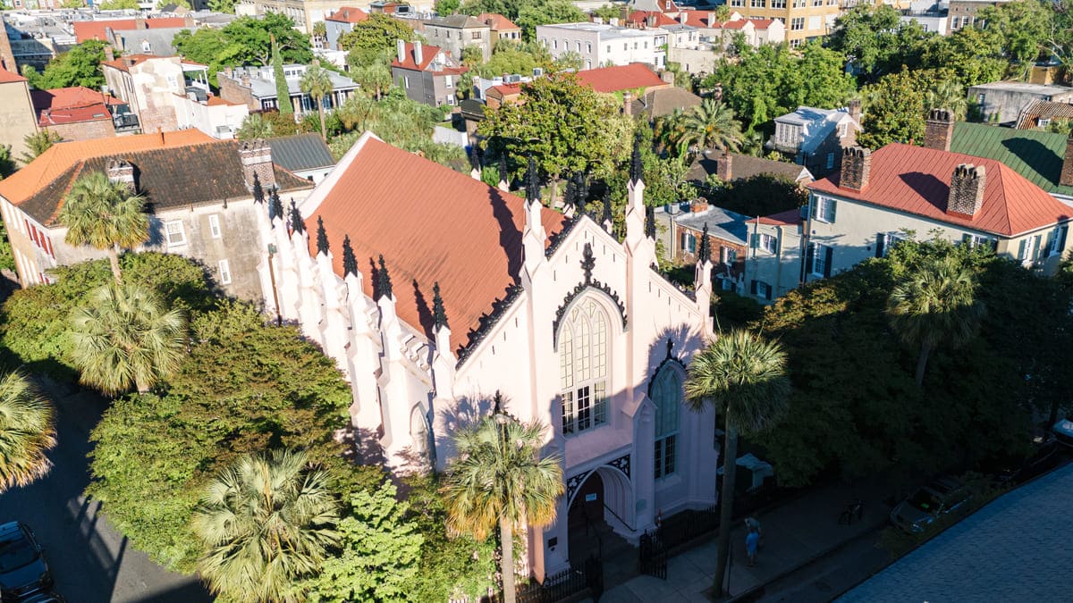 French Huguenot Church wedding venue topview