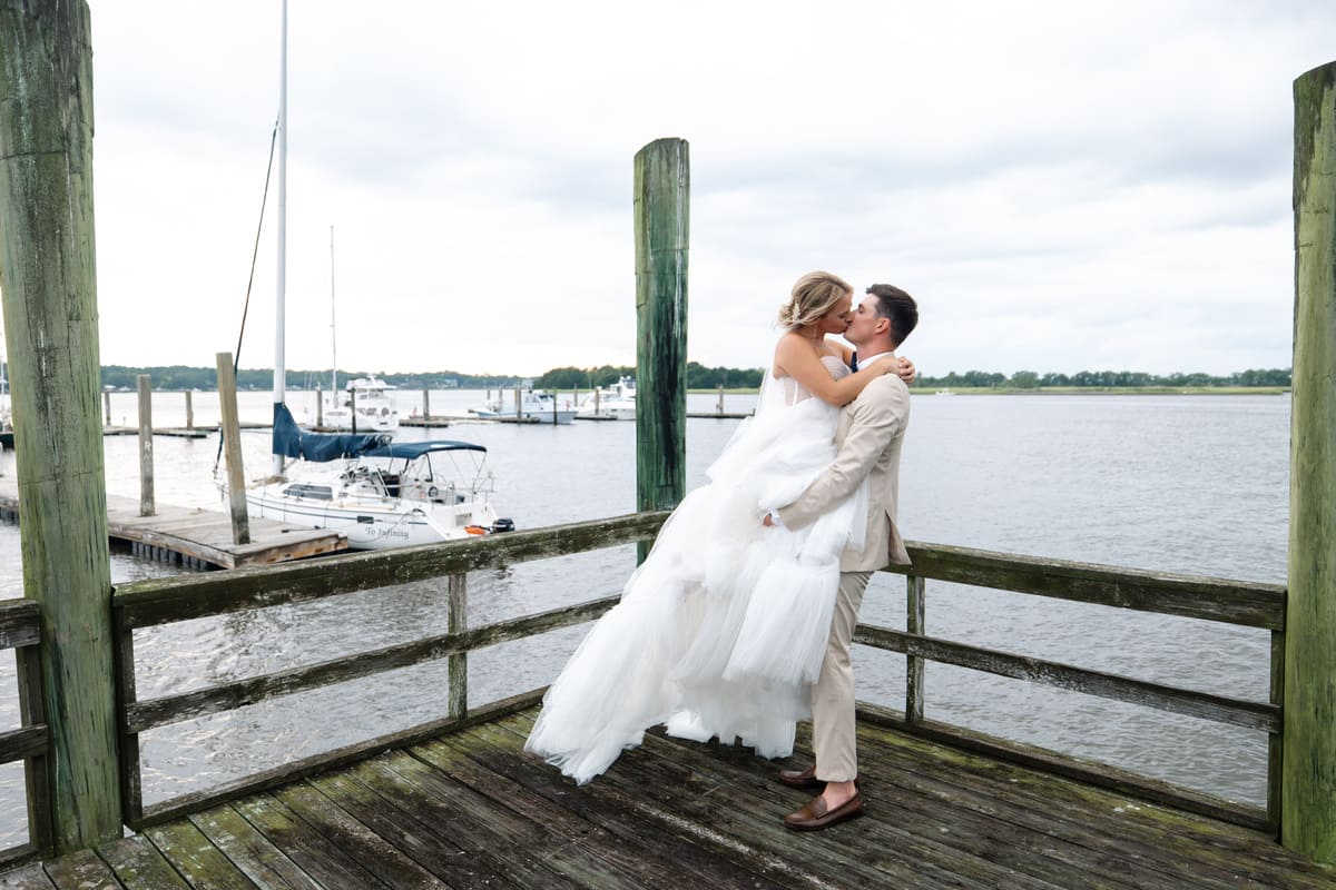 Island House wedding venue couple portrait