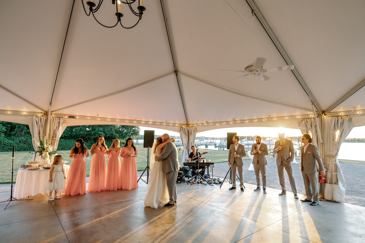 Island House wedding venue dancing couple