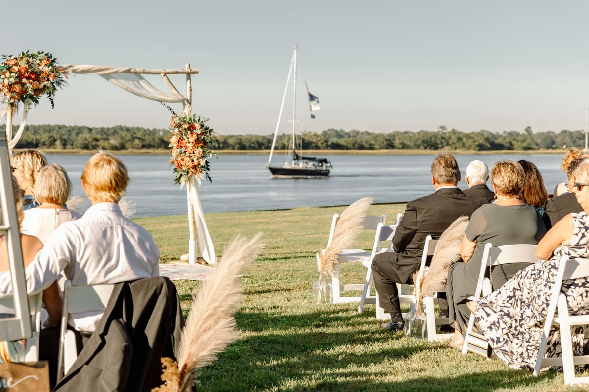 Island House wedding venue guests photo