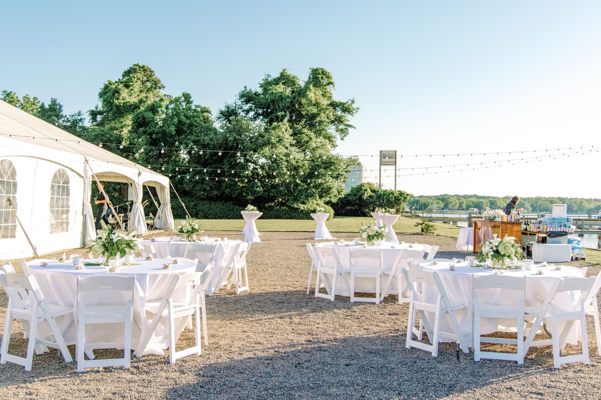 Island House wedding venue outdoors reception