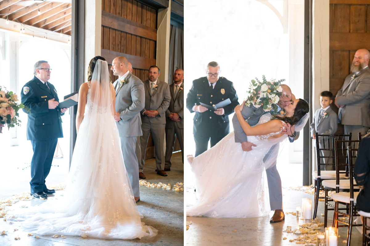 Eden at Gracefield wedding venue first kiss