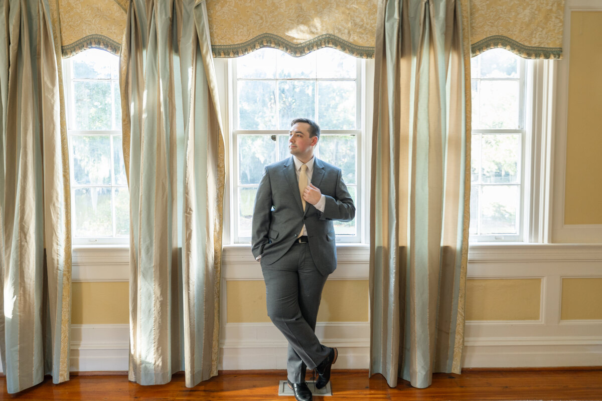 Legare Waring House wedding venue groom portrait