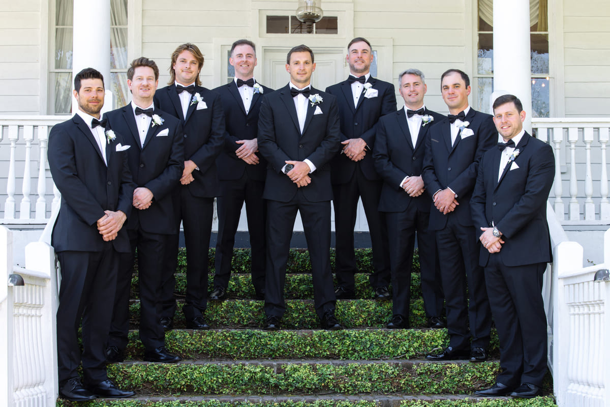 Old Wide Awake Plantation wedding venue groom with groomsmen